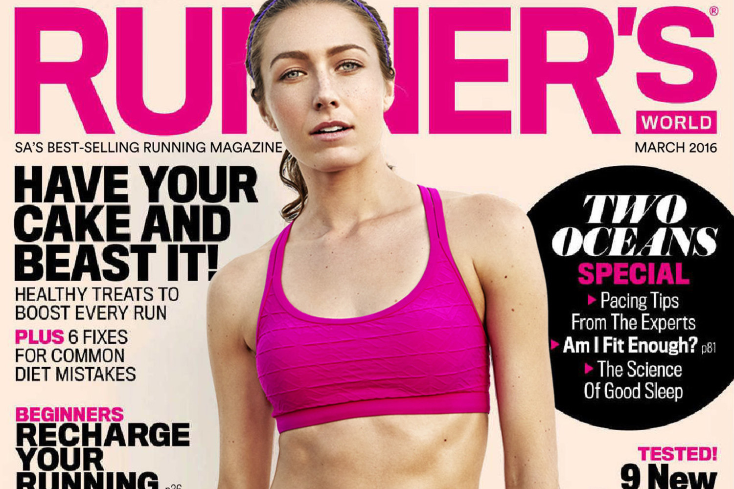Runner's World magazine cover with female athlete