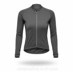 Gray long-sleeve cycling jersey front view by Cape Town photographer Casey Crafford